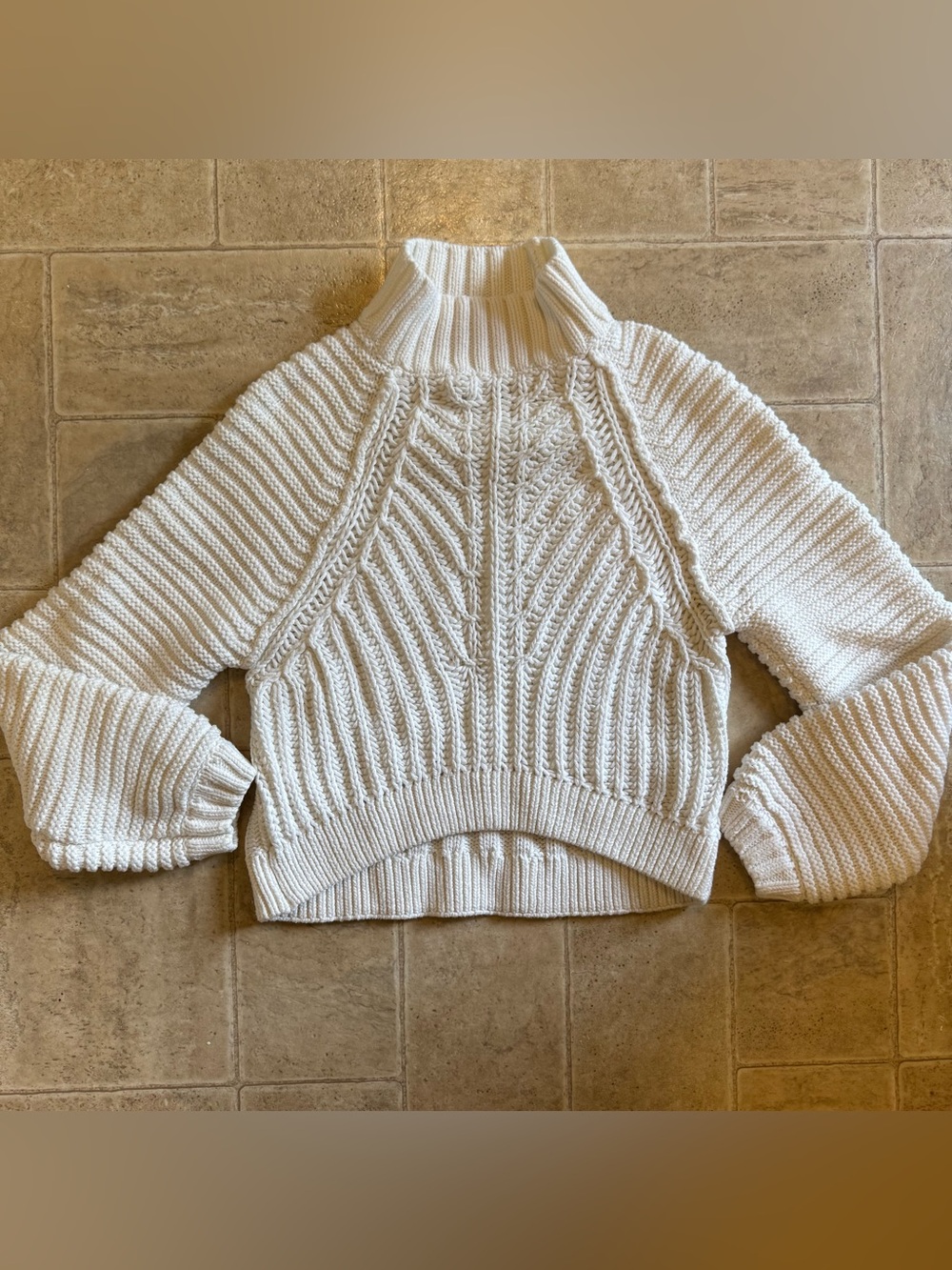 Free People sweetheart chunky rib knit mock neck sweater small white